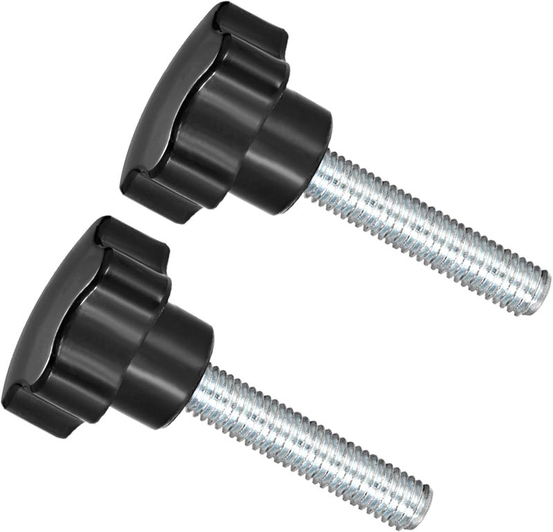 CoCud Star Clamping Knobs, M10 x 45mm Male Thread 38mm Head, Plastic Thumb Screw Grip Hand Knobs Threaded Bolt Black - (Applications: for Lathe Machinery), 2-Pieces - Image 1